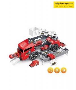 Super Storage Fire Series Carrier Truck 3+ Years Old Kids, Fire Rescue Vehicle with Shooting Water, Lights, Sounds-2
