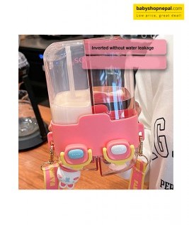 Giavos 530ml Cartoon Split-Compartment Water Bottle &ndash; Carry Water & Juice Together 4