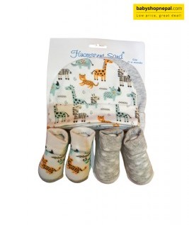 Infant Baby Girls and Boys Cap and Socks Combo Set, 0 - 6 Months-2