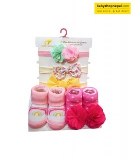 Baby Infant Girl Headband and Socks Set 5 Packet, Ballet, 0-9 Months-1