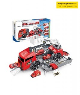 Super Storage Fire Series Carrier Truck 3+ Years Old Kids, Fire Rescue Vehicle with Shooting Water, Lights, Sounds-1