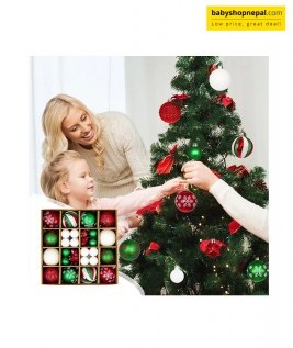 Mixed Christmas Ball Ornament Set &ndash; Red, Green & White-2