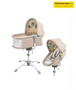 2-in-1 Foldable Baby Crib, Electric Swing, and Rocking Bassinet with Music-1