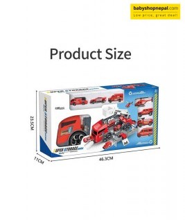 Super Storage Fire Series Carrier Truck 3+ Years Old Kids, Fire Rescue Vehicle with Shooting Water, Lights, Sounds 6