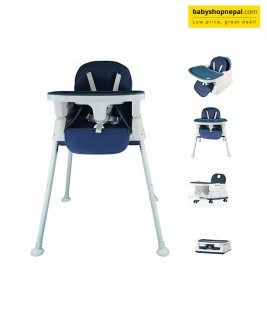 7-in-1 Convertible Baby High Chair &ndash; Adjustable Infant Feeding Chair w/ Booster Seat, Recline, Removable Tray, Machine-Washable Cushion, 5-Point Harness, Portable, Easy to Fold Baby Chair  7