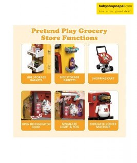 Supermarket Play Set With Shopping Cart Coffee Shop 54 Pieces, Kids Super Market Toy 6