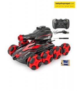 Stunt Car Water Bomb Remote Control Tank for Kids Military Shooting Water Bullets RC Car Toys Water Shots 4WD Rechargeable Toys for Gift for Boys & Girls -1