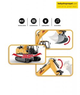 RC Alloy Excavator Engineering Truck 2.4G Grab Digger Model Die Cast Bucket Excavator Model Lights&Music 3