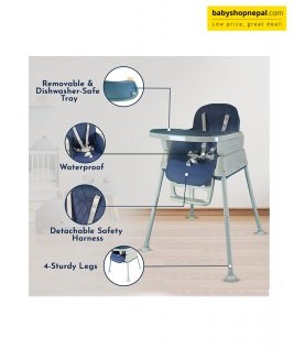 7-in-1 Convertible Baby High Chair &ndash; Adjustable Infant Feeding Chair w/ Booster Seat, Recline, Removable Tray, Machine-Washable Cushion, 5-Point Harness, Portable, Easy to Fold Baby Chair  5