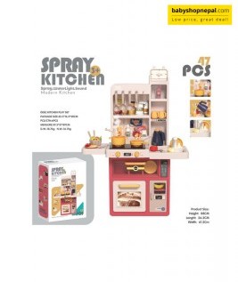 47 Piece Children Kitchen Set, Kids Spray Kitchen Set, 88cm High -2
