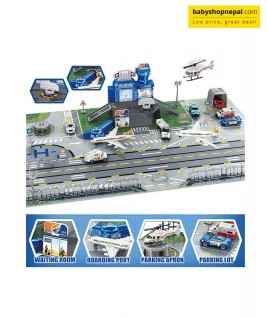 Airplane Toy Set - Aviation Airport Playset for Toddlers with Trucks,Planes, Helicopter, Signs and Fabric Airport Playmat, Interactive Early Learning Toys Birthday Gift for Boys and Girls Age 2 to 5+ 12