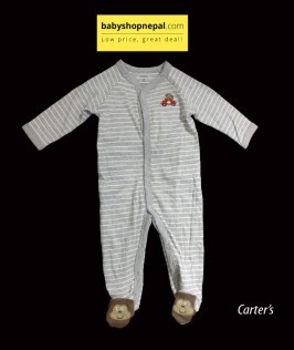 Carter's Full Sleeves Footed Romper Gray-1