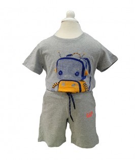 Grey Printed T-shirt With GAP Short-1