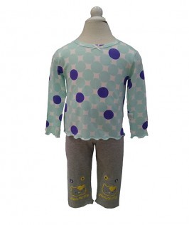 Full Sleeves Dot T-shirt with Legging-1