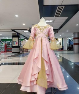 Hand Work Korean Silk Double Layer Baby Gown 3
