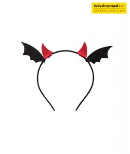 Halloween Devil Horn & Bat Wing Headband | Fancy Red Devil Horn Hairband for Costumes, Parties & Celebrations-1