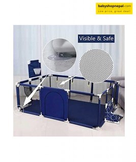Children's Play Fence Portable Child Playpen Rectangle Toddlers Play Yard With Door Activity Center Child Play Game Fence Anti-Fall Play Pen,Safe And Secure-1
